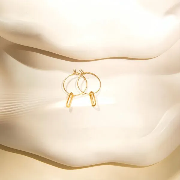 ELEKTROPULLI ELEKTROPULLI Kette 1mm schmal mit grafischem Oval Anhänger, Set mit Ohrringen, Gold, – Produktbild 4 von 4