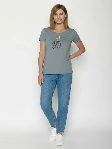 GreenBomb GREENBOMB Bike Cat Basket 2 Loves - Sportliches T-Shirt aus Bio-Baumwolle / hochwertiger Print / GOTS / Fair & Vegan, Grau (fogstone), – Produktbild 3 von 4