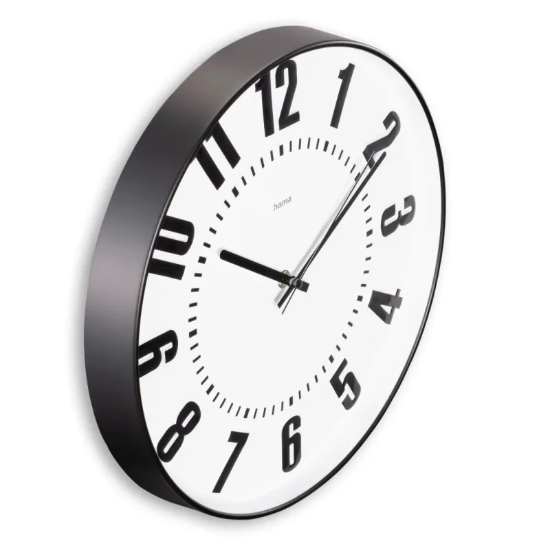 Hama Hama Wanduhr "Formentera", Ø 35 cm, ohne Ticken, Schwarz/weiß, – Produktbild 2 von 3