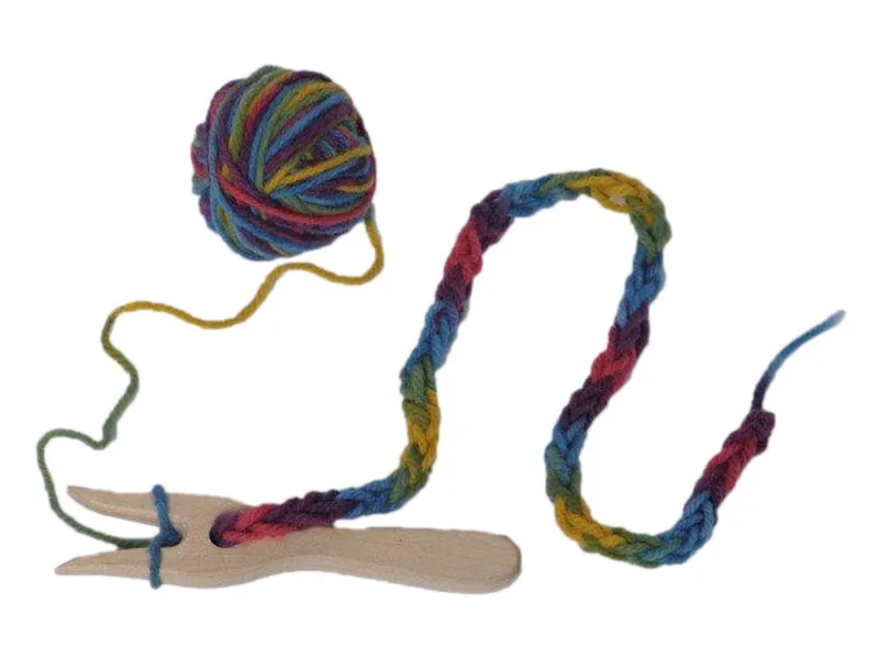 Wollmanufaktur Filges Strickgabel mit Wolle blau-grün-gelb – Produktbild 1 von 2