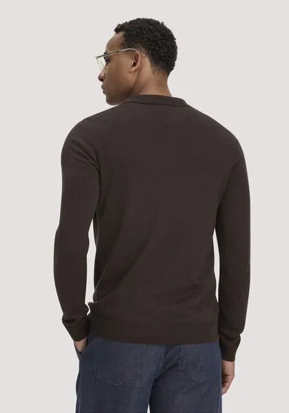hessnatur hessnatur Strick Polo Regular aus reiner Bio-Merinowolle, Kakao braun, – Produktbild 2 von 4
