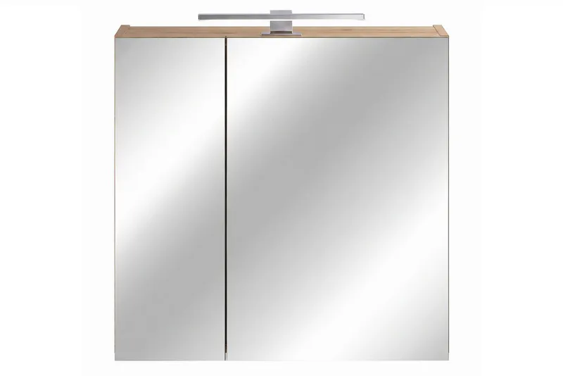 Lomadox Spiegelschrank NEWPORT-56-EVOKE 60 cm breit in Eiche, inkl. LED-Aufsatzleuchte, Braun, – Produktbild 3 von 4