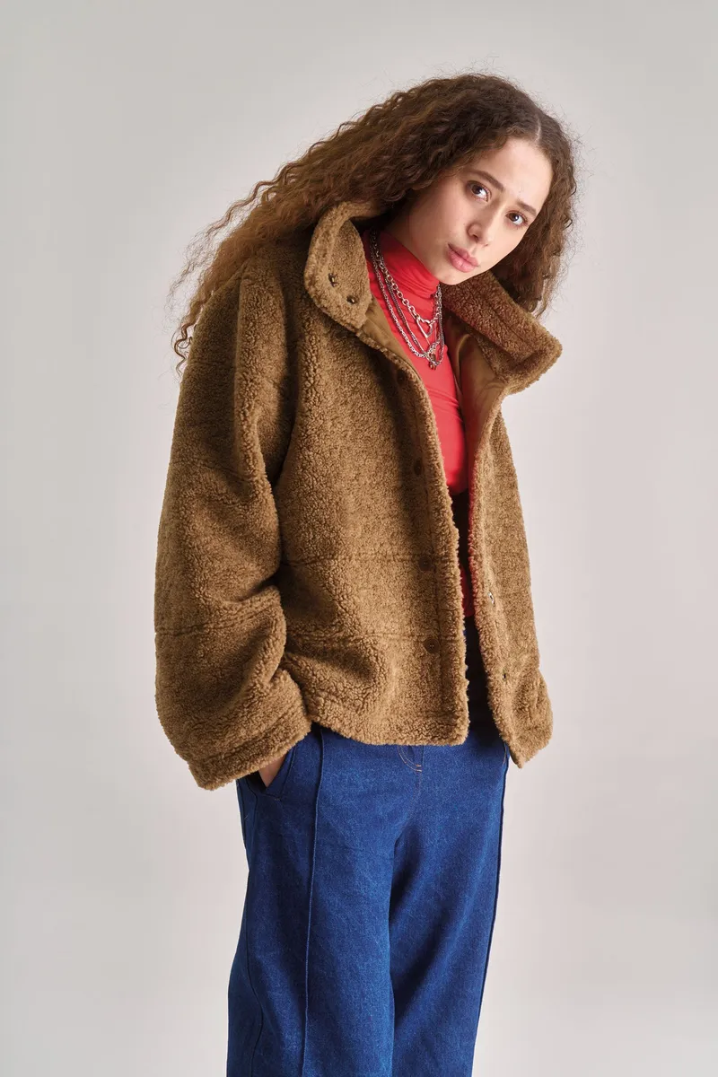 KOMODO KOMODO Damen vegan Jacke Isobel Hellbraun, Hellbraun, – Produktbild 1 von 2