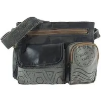 Sunsa Sunsa Canvas Tasche. Kleine Umhängetasche. Schultertasche grau/ schwarz mit 3 Front Taschen – Produktbild 1 von 1