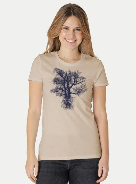 Peaces.bio - handbedruckte Biomode Peaces.bio - handbedruckte Biomode Damen Biobaumwoll T-Shirt Chestnut, Sand, – Produktbild 2 von 3