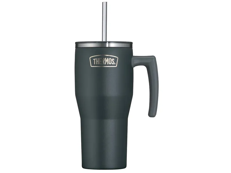 Thermos Thermos Isolier-Trinkbecher "REFRESHING", mit Trinkhalm & Henkel, 850 ml, black mat – Produktbild 1 von 1