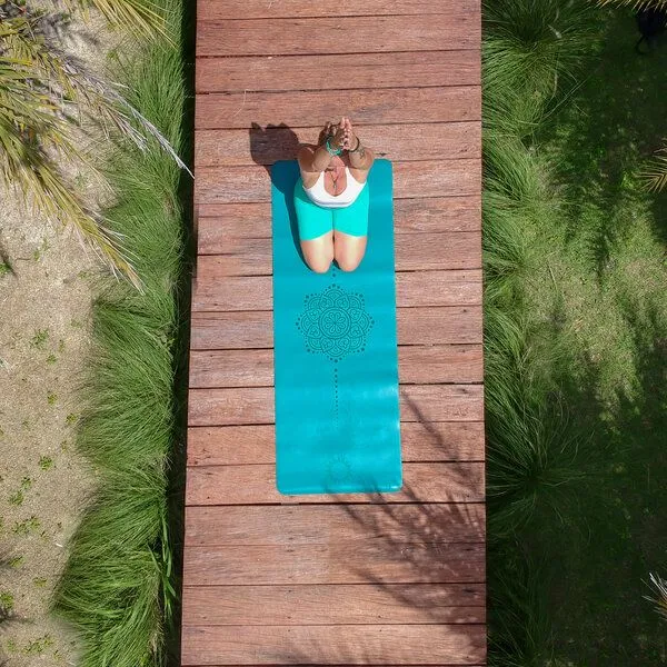 Divasya Divasya Yogamatte Naturkautschuk | rutschfester japanischer Grip | 6 Farben | Gurt & Hülle, Happy petrol, – Produktbild 4 von 4