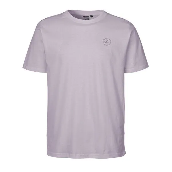 HANDGEDRUCKT HANDGEDRUCKT "Schlummerfuchs" Unisex T-Shirt aus reiner Baumwolle (kbA), Dusty purple, – Produktbild 2 von 3