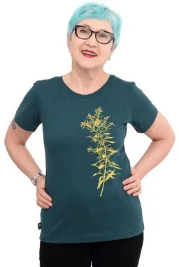 Hirschkind Hirschkind Fair-Trade-Frauenshirt "Goldraute" - Made in Kenia - dunkelgrün – Produktbild 1 von 1
