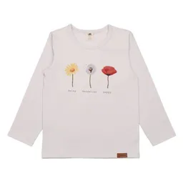 Walkiddy Kinder Langarmshirt GOTS zertifiziert, off-white, Blumen-Print, Bio-Baumwolle, weich – Walkiddy – Produktbild 1 von 1