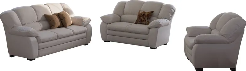 COTTA Polstergarnitur Casino, 3tlg. Set, Sofa Wohnzimmer Garnitur, Wellenunterfederung, (Set, 3-tlg), Sessel, 2-Sitzer, 2,5-Sitzer, hohe Rückenlehne, Braun, – Produktbild 7 von 8