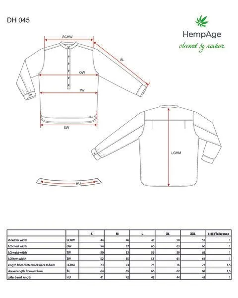 HempAge HempAge Herren Hemd mit Stehkragen/Schlupfhemd Bio-Baumwolle/Hanf, Smoke (blau), – Produktbild 1 von 4