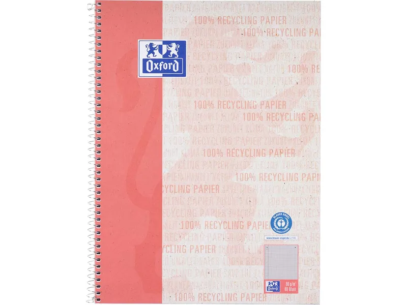 OXFORD OXFORD Recycling Collegeblock A4+, 80 Blatt, kariert Rand links, 90 g/m² – Produktbild 1 von 1