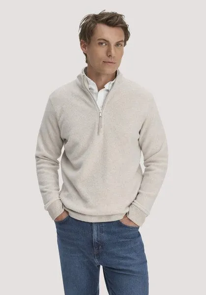 hessnatur hessnatur Fleece Troyer Relaxed aus reiner Bio-Baumwolle, Düne, – Produktbild 3 von 6