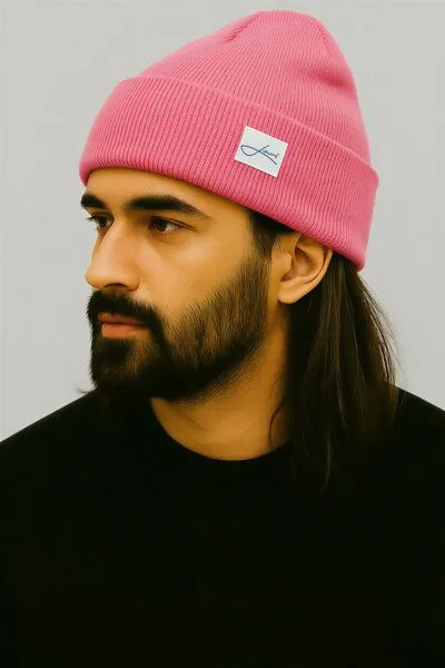Lou-i Lou-i Mütze mit Umschlag Merinowolle Beanie, Pink, – Produktbild 3 von 3