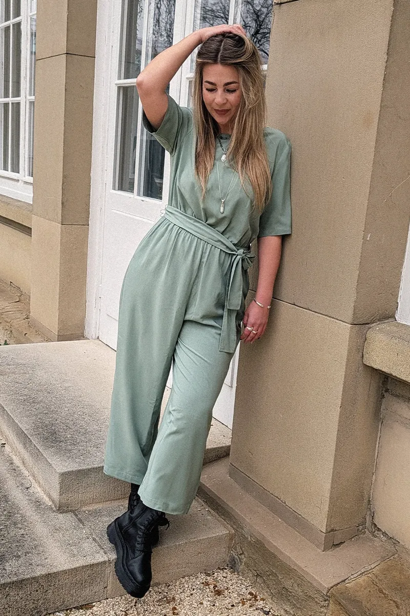 Lovjoi LOVJOI Damen vegan Jumpsuit Staine Halbarm Farn, Hellgrün, – Produktbild 2 von 2