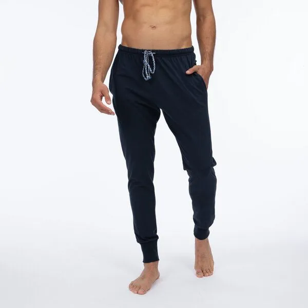 Haasis Bodywear Haasis Bodywear Herren Pyjamahose mit Bündchen, Seitentaschen, Single Jersey, Bio Baumwolle, GOTS, Navy, – Produktbild 2 von 4