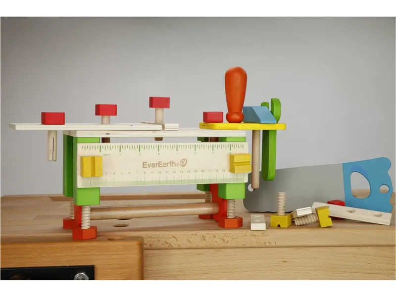 EverEarth EverEarth Werkzeugkasten Werkbank für Kinder aus Holz 25-teilig Maße 13 x 21,4 x 11,4 cm, Mehrfarbig, – Produktbild 2 von 2