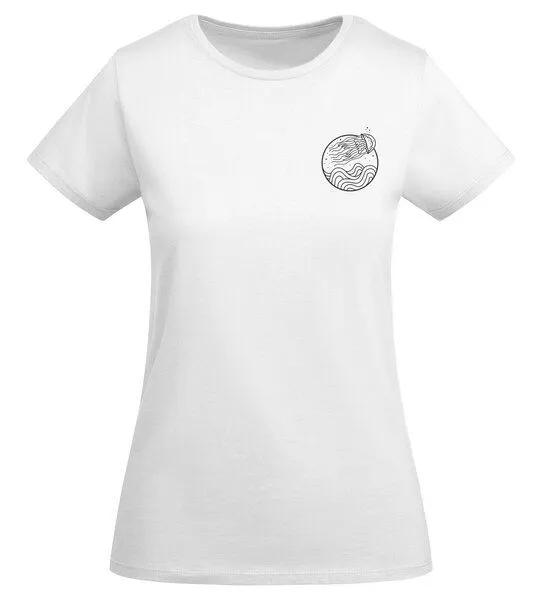 vis wear vis wear Qualle zwischen Ozean und Wellen - Damen Organic Shirt, Weiss, – Produktbild 4 von 4