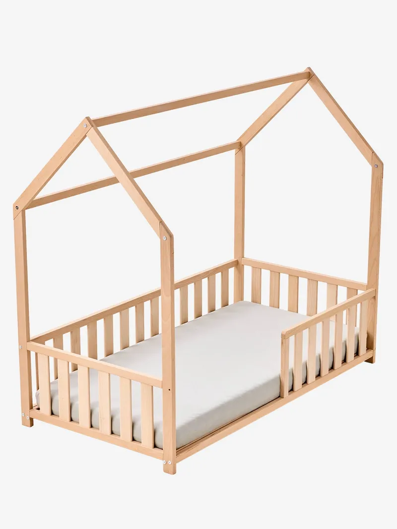 Vertbaudet Kinderbett CABANE mit Fallschutz 70x140 cm, Braun, – Produktbild 3 von 4