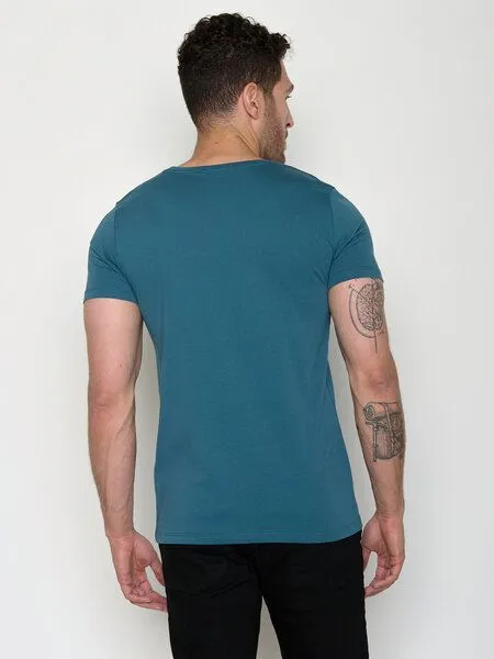 GreenBomb GREENBOMB Beach View Guide - Sportliches T-Shirt aus Bio-Baumwolle / hochwertiger Print / GOTS / Fair & Vegan, Blau (steinblau), – Produktbild 4 von 4