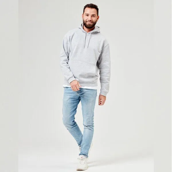 COREBASE COREBASE Hoodie / Kapuzenpullover / 100% Bio-Baumwolle, Grau melange, – Produktbild 4 von 4