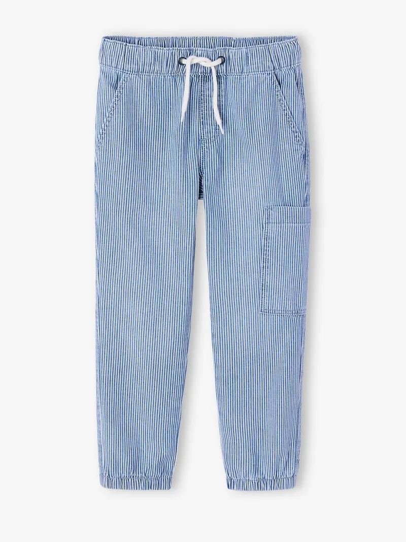 Vertbaudet Jungen Cargohose mit Dehnbund & Kordel, Blau gestreift, – Produktbild 3 von 3