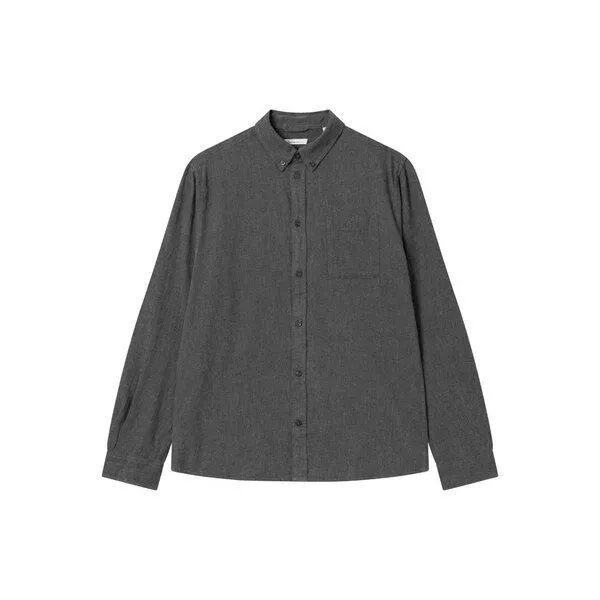 KnowledgeCotton Apparel KnowledgeCotton Apparel Flanellhemd- Elder Regular Fit - aus Biobaumwolle, Grau (dark grey melange), – Produktbild 4 von 4