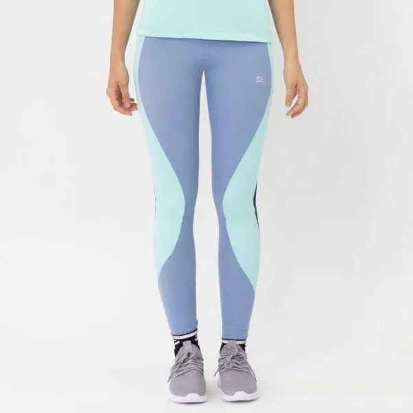 TAO Sportswear TAO Sportswear Atmungsaktive Damen Lauftight Finola mit Anti-Rutsch-Gummi und UV-Schutz, Grau/türkis, – Produktbild 1 von 4