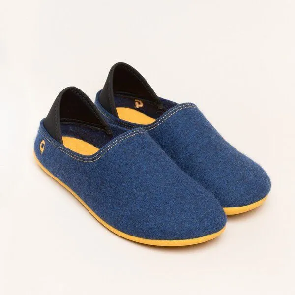 Gottstein Gottstein Filzhausschuh Wool Slip-On aus 100% Schurwolle - für Damen & Herren - Rutschfeste Gummisohle, Blau, – Produktbild 1 von 4