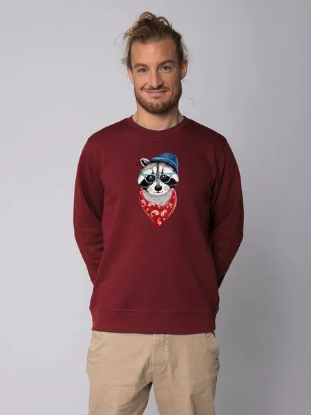 watapparel watapparel Sweatshirt Unisex Waschbär, Burgundy, – Produktbild 2 von 4