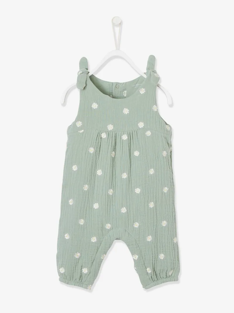 Vertbaudet Mädchen Baby Overall, Graugrün bedruckt, – Produktbild 2 von 4