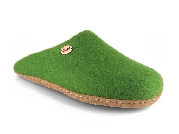 WoolFit WoolFit Handgefilzte Pantoffeln ohne Fersenrand Hausschuhe aus 100% Wolle, Grasgrün, – Produktbild 1 von 3