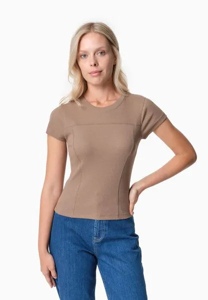 ORGANICATION ORGANICATION TILLDA | Rib T-Shirt aus TENCEL Modal und Bio-Baumwolle, Gravel, – Produktbild 1 von 4
