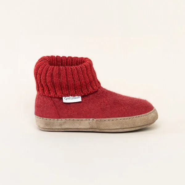 Gottstein Gottstein Kinder Hüttenschuh Alpine Boot LE - Aus reiner Bio-Schafwolle für Jungen & Mädchen mit Ledersohle, Rot, – Produktbild 2 von 4