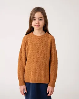 MATONA Matona Gestrickter Pullover mit Lochmuster für Kinder aus recycelter Wolle / Lace Sweater – Produktbild 1 von 1