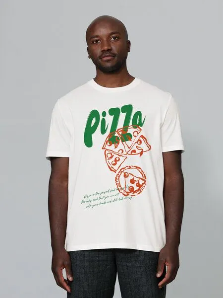 watapparel watapparel T-Shirt Unisex Pizza, Off white, – Produktbild 1 von 4