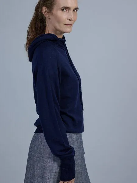 Susan's Fashion Susan's Fashion Damen Hoodie Karlie aus Biomerinowolle, Blau, – Produktbild 2 von 4