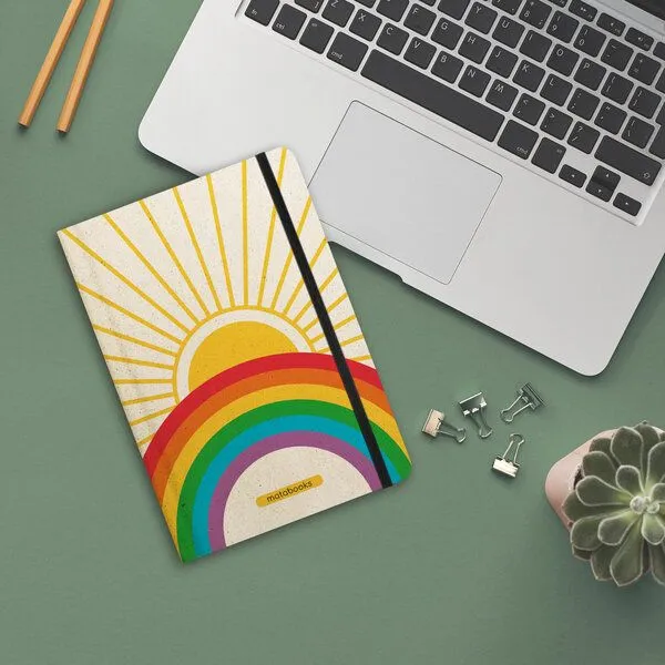 matabooks® matabooks® Nachhaltiges A5 Notizbuch/Journal/Schreibheft aus Süßgraspapier – Nari (punktiert), Sunlight, – Produktbild 3 von 3