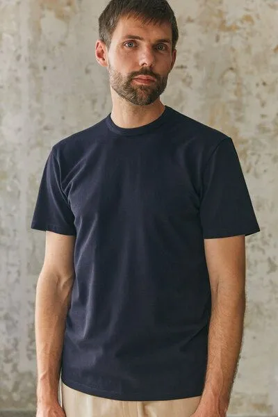 About Companions About Companions Basic T-Shirt LIRON aus Bio-Baumwollpiqué, Blau (eco pique navy), – Produktbild 1 von 4