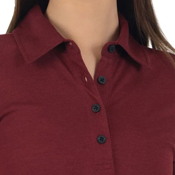Woolona Woolona Merino Casual Damen Polo-Shirt - 100% Merinowolle, Bordeaux rot, – Produktbild 3 von 3