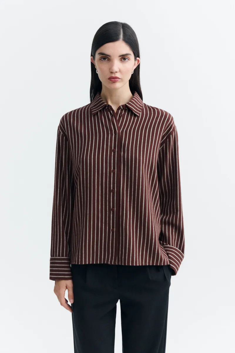 thinking mu Thinking MU Damen vegan Shirt Manuela O Hara Gestreift Braun, Braun, – Produktbild 2 von 2