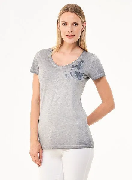 ORGANICATION ORGANICATION Cold Pigment Dyed T-Shirt aus Bio-Baumwolle mit Print, Grau(shadow), – Produktbild 1 von 4