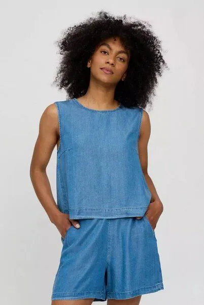 Mazine Mazine Top im Denim Look - aus Lyocell, Blue, – Produktbild 1 von 4