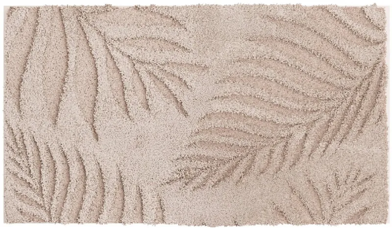 Grund Grund Badematte Ferya, Höhe 20 mm, rutschhemmend beschichtet, fußbodenheizungsgeeignet, Polyester, rechteckig, Dezentes Blattmuster mit Hoch-Tief-Struktur, 5 Jahre Garantie, Beige, – Produktbild 6 von 8