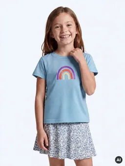 MelaDi MELAdi Kinder Shirt aus Biobaumwolle - Regenbogen auf Türkis Kopie – Produktbild 1 von 1