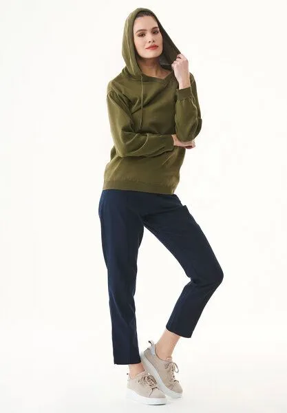 ORGANICATION ORGANICATION Feinstrick-Hoodie aus Bio-Baumwolle, Khaki, – Produktbild 3 von 4