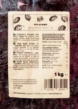 KoRo Getrocknete und entsteinte Pflaumen 1 kg – Produktbild 1 von 1
