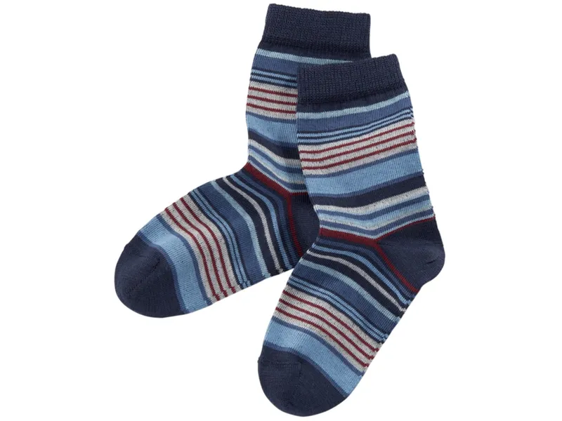 grödo Kinder Ringelsocken blau-geringelt Gr.5-6, Blau, mehrfarbig, – Produktbild 1 von 1