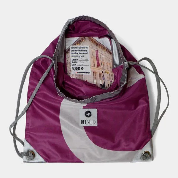 REFISHED fair fashion REFISHED fair fashion Rucksack 'BACK ART' - upcycelte Fahnen, Bonnard (aubergine), – Produktbild 2 von 4